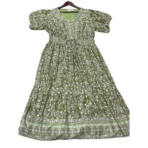 Léa Green Floral Boho Dress Cotton Cottagecore Peasant Easter Spring Casual 2X